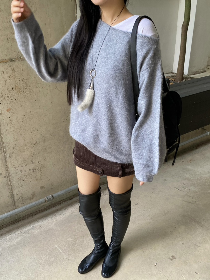 OUPPT東大門直郵女裝新品推薦熱賣針織衫不含內搭不對稱羊絨OUPPT針織衫