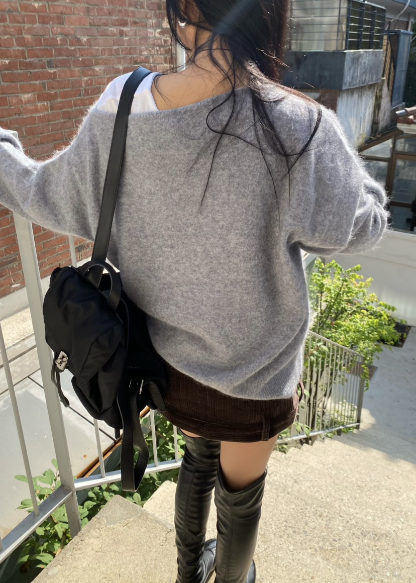 OUPPT東大門直郵女裝新品推薦熱賣針織衫不含內搭不對稱羊絨OUPPT針織衫
