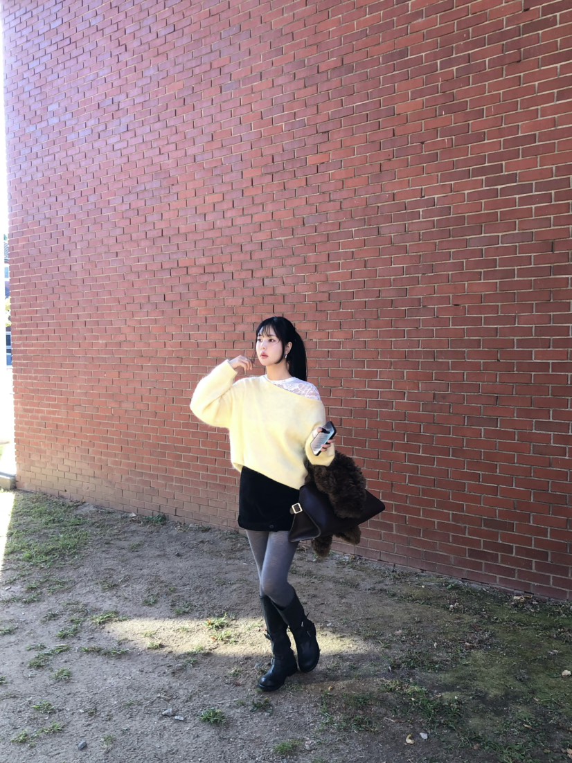 OUPPT東大門直郵女裝新品推薦熱賣針織衫不含內搭不對稱羊絨OUPPT針織衫