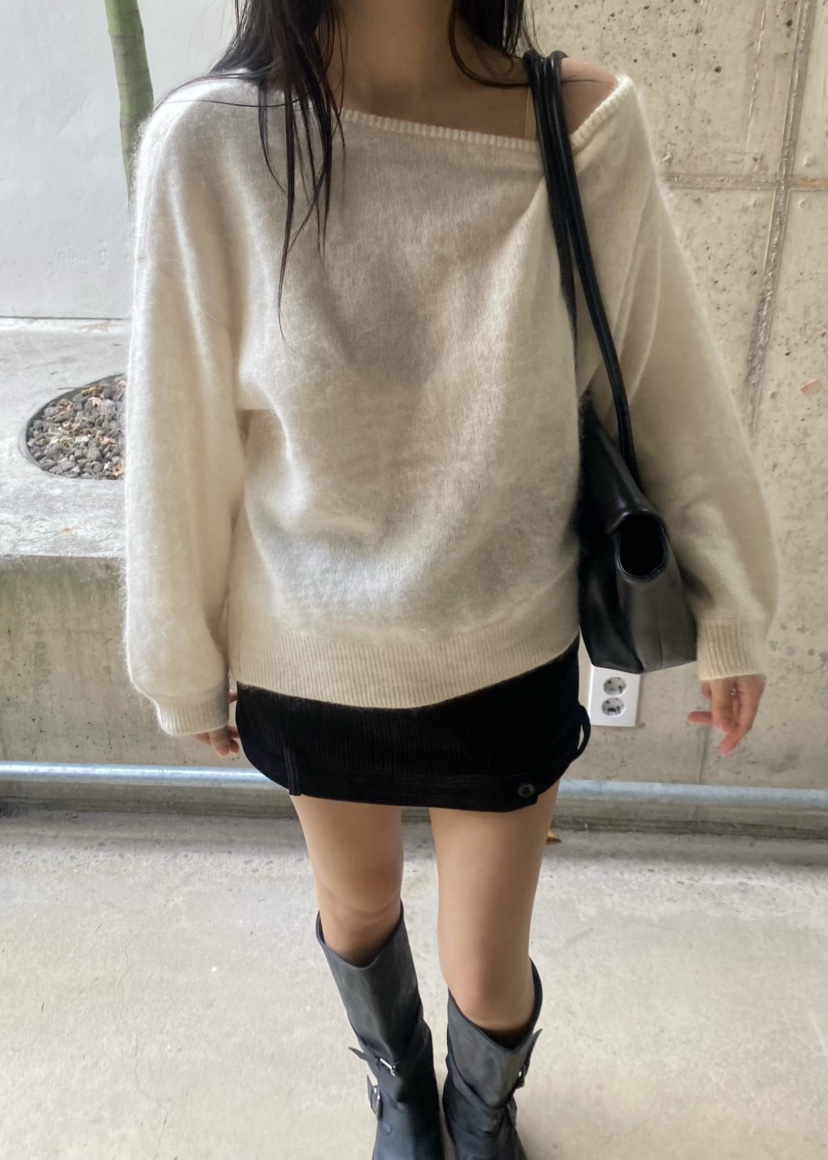 OUPPT東大門直郵女裝新品推薦熱賣針織衫不含內搭不對稱羊絨OUPPT針織衫圖色3