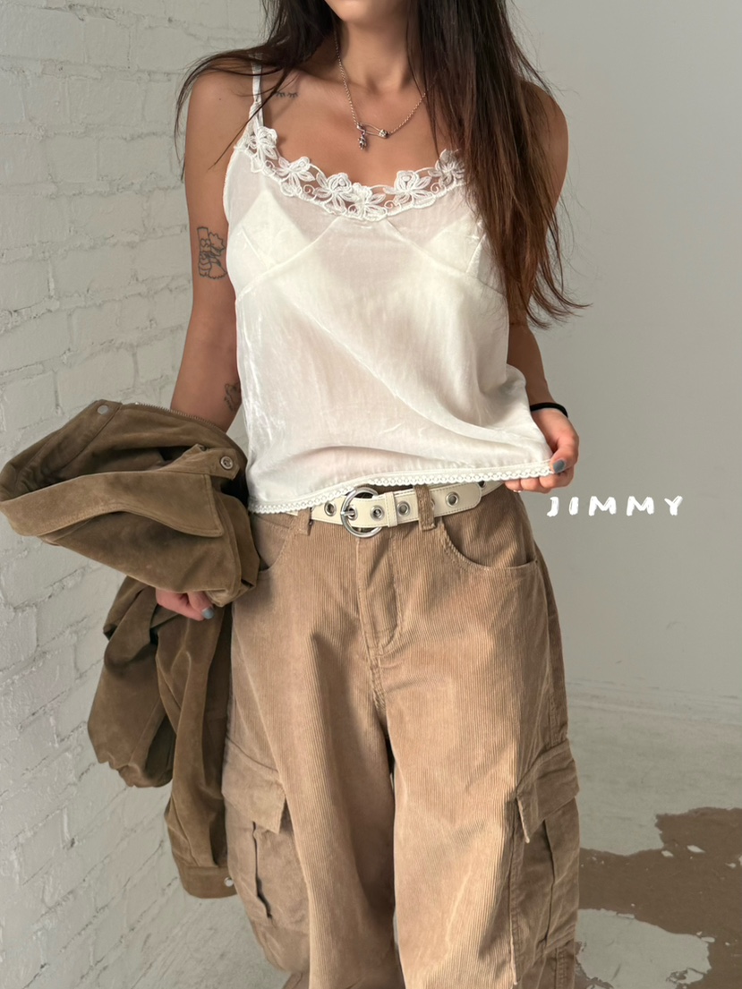 JIMMY韓國代購女裝新品人氣真品熱賣吊帶背心天鵝絨蕾絲無袖JIMMY/REMAKE吊帶/背心
