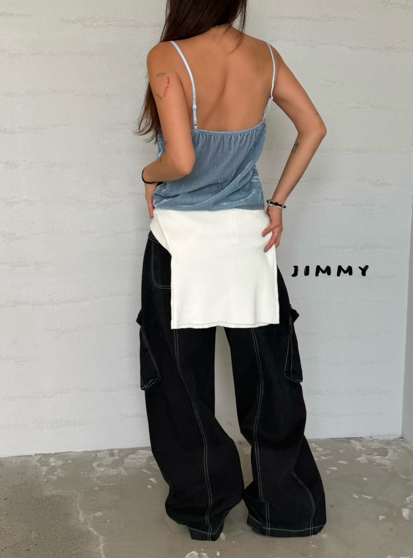 JIMMY韓國代購女裝新品人氣真品熱賣吊帶背心天鵝絨蕾絲無袖JIMMY/REMAKE吊帶/背心