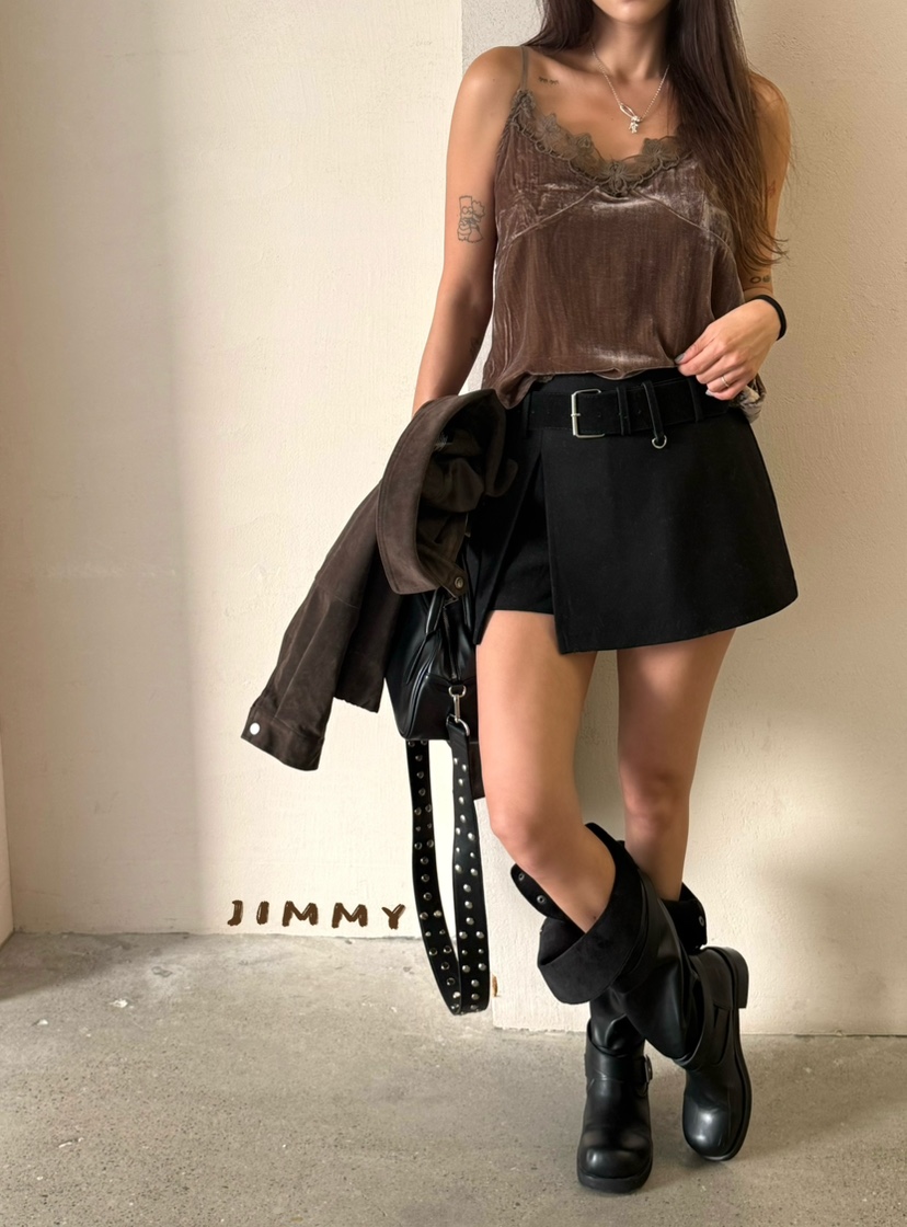 JIMMY韓國代購女裝新品人氣真品熱賣吊帶背心天鵝絨蕾絲無袖JIMMY/REMAKE吊帶/背心