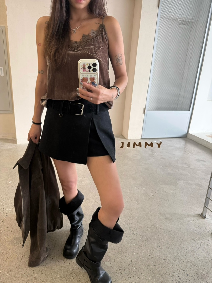 JIMMY韓國代購女裝新品人氣真品熱賣吊帶背心天鵝絨蕾絲無袖JIMMY/REMAKE吊帶/背心
