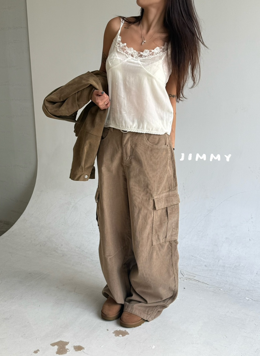 JIMMY韓國代購女裝新品休閑時尚推薦真品休閑褲工裝褲燈芯絨JIMMY/REMAKE休閑褲