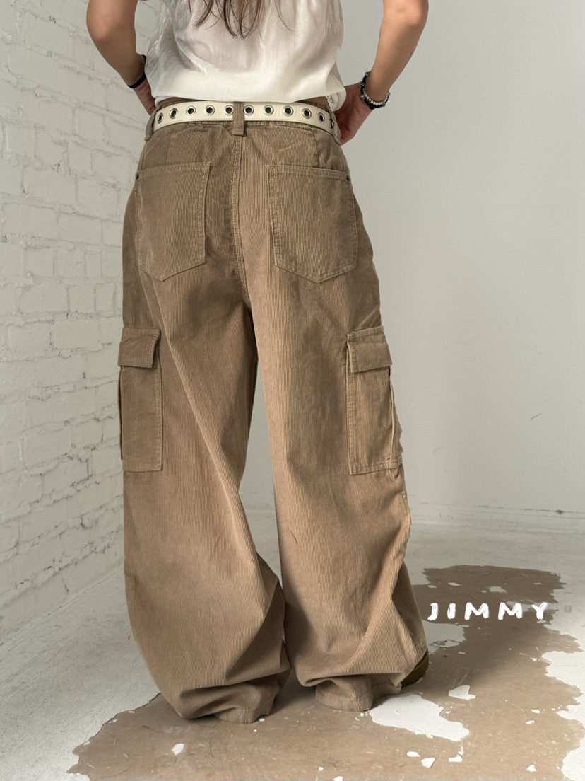 JIMMY韓國代購女裝新品休閑時尚推薦真品休閑褲工裝褲燈芯絨JIMMY/REMAKE休閑褲