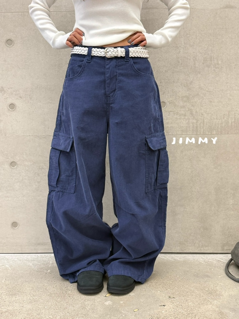 JIMMY韓國代購女裝新品休閑時尚推薦真品休閑褲工裝褲燈芯絨JIMMY/REMAKE休閑褲