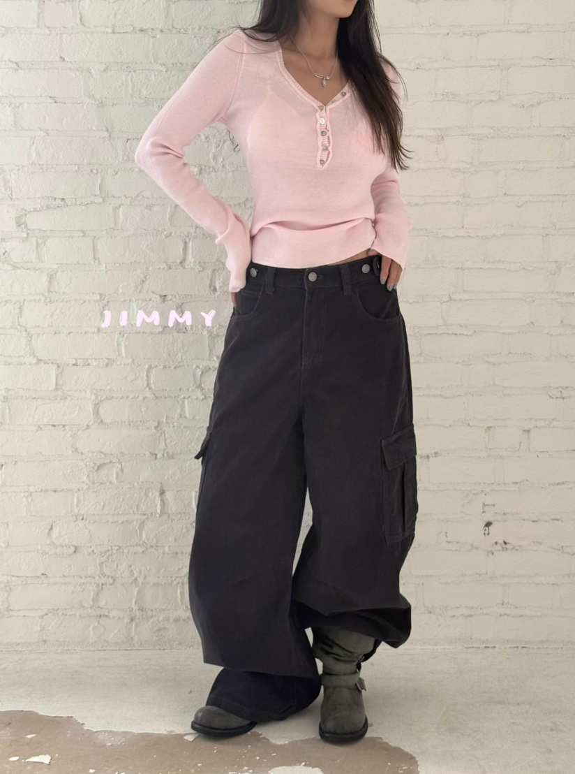 JIMMY韓國代購女裝新品休閑時尚推薦真品休閑褲工裝褲燈芯絨JIMMY/REMAKE休閑褲