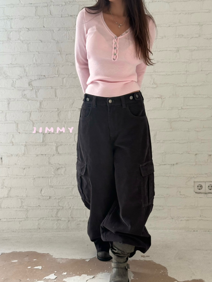JIMMY韓國代購女裝新品休閑時尚推薦真品休閑褲工裝褲燈芯絨JIMMY/REMAKE休閑褲