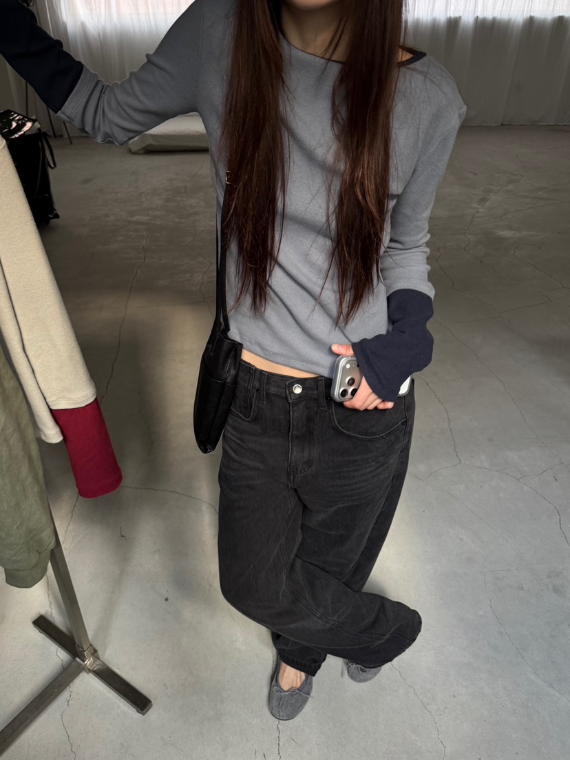 MINIMUZE東大門直郵女裝新品真品人氣休閑熱賣長袖T恤撞色MINIMUZE長袖T恤