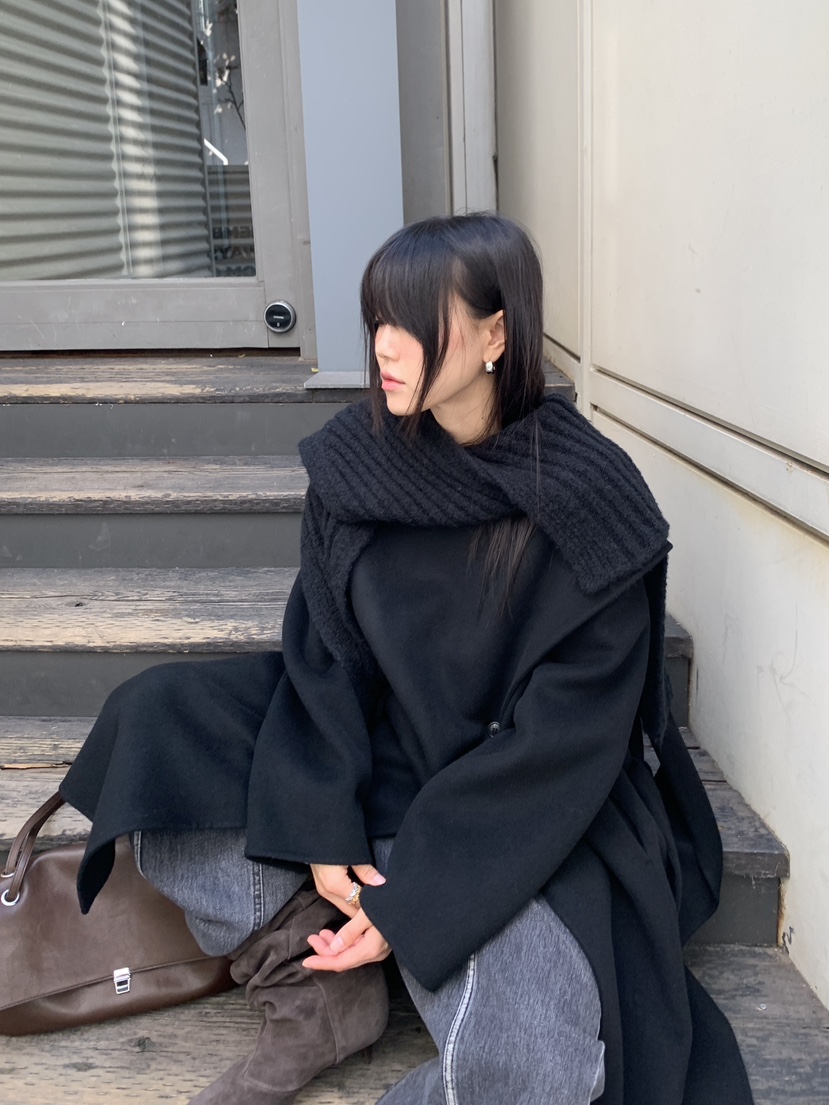 BAKING POWDER韓國直郵女士新款真品熱賣中長款大衣含腰帶BAKING POWDER中長款大衣