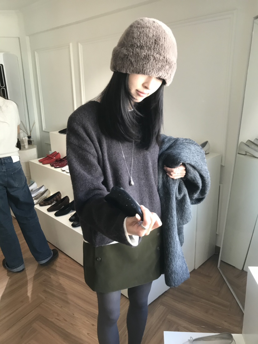 LOFN東大門實拍女裝新款時尚熱賣休閑推薦針織衫兩面穿羊駝LOFN針織衫