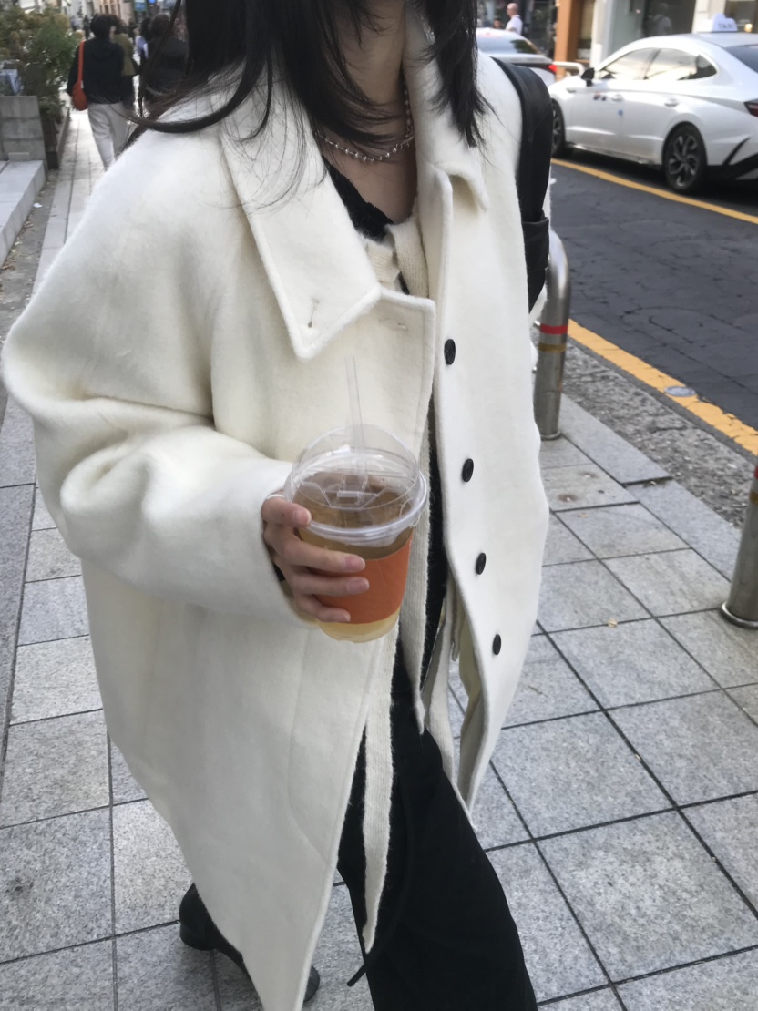LOFN韓國代購女士新款人氣真品熱賣推薦時尚中長款大衣羊駝LOFN中長款大衣