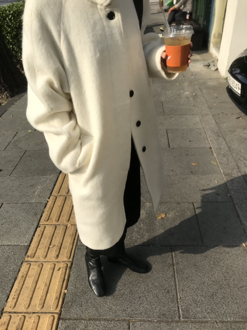 LOFN韓國代購女士新款人氣真品熱賣推薦時尚中長款大衣羊駝LOFN中長款大衣