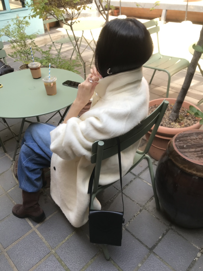 LOFN韓國代購女士新款人氣真品熱賣推薦時尚中長款大衣羊駝LOFN中長款大衣