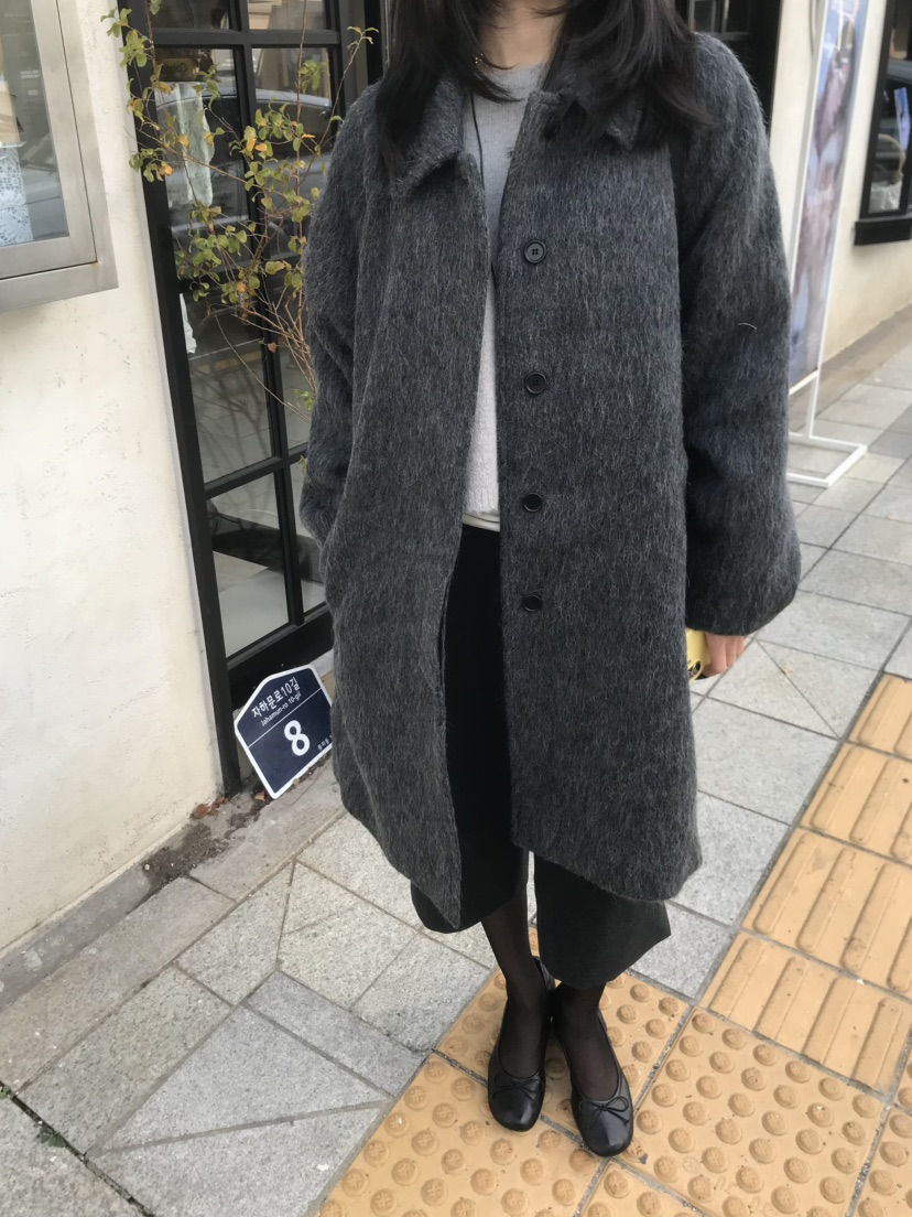 LOFN韓國代購女士新款人氣真品熱賣推薦時尚中長款大衣羊駝LOFN中長款大衣