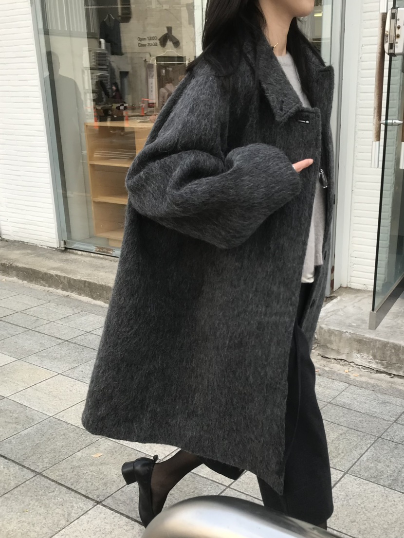 LOFN韓國代購女士新款人氣真品熱賣推薦時尚中長款大衣羊駝LOFN中長款大衣