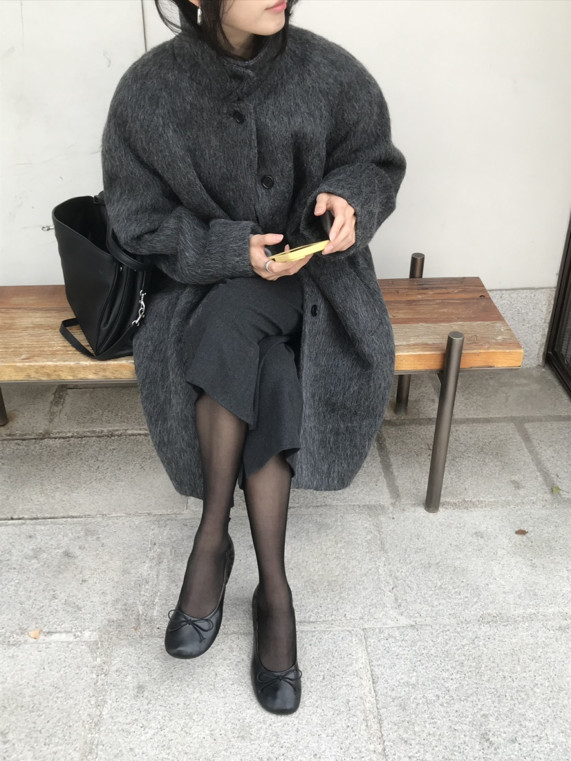 LOFN韓國代購女士新款人氣真品熱賣推薦時尚中長款大衣羊駝LOFN中長款大衣