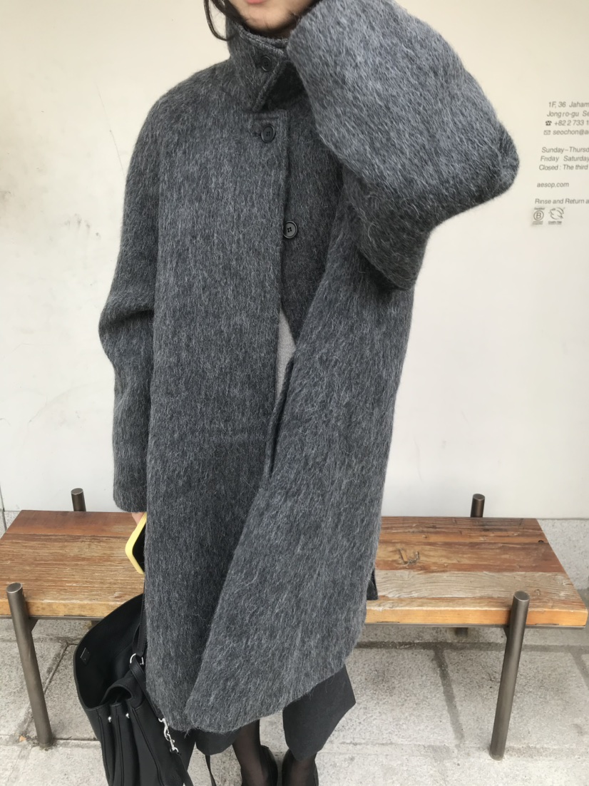 LOFN韓國代購女士新款人氣真品熱賣推薦時尚中長款大衣羊駝LOFN中長款大衣
