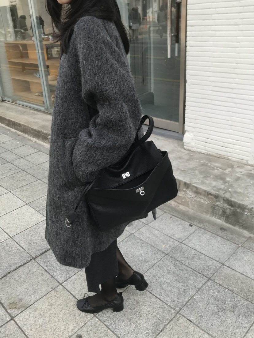 LOFN韓國代購女士新款人氣真品熱賣推薦時尚中長款大衣羊駝LOFN中長款大衣