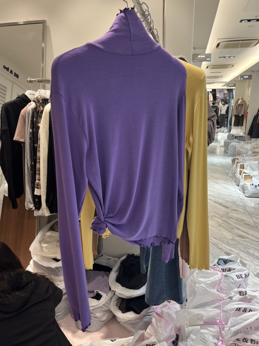 BE&amp;BE東大門直郵女裝新品休閑真品推薦長袖T恤珍珠高領BE&be長袖T恤