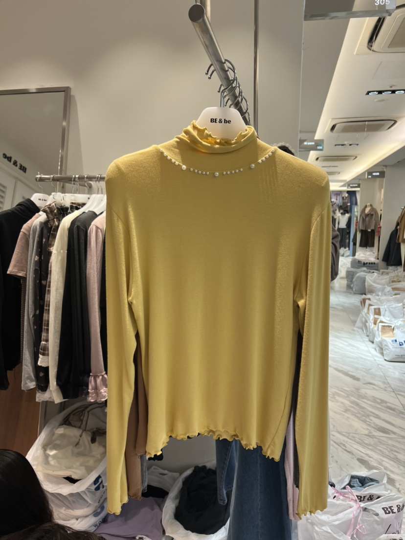 BE&amp;BE東大門直郵女裝新品休閑真品推薦長袖T恤珍珠高領BE&be長袖T恤圖色2