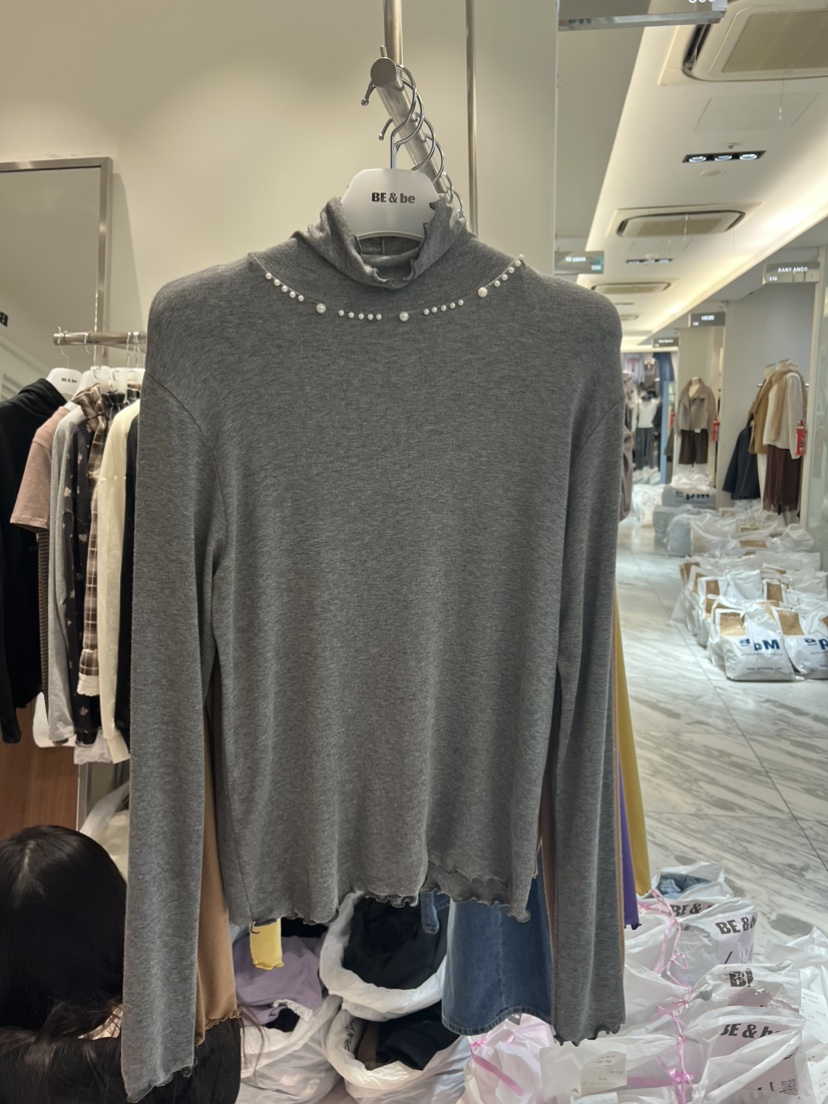 BE&amp;BE東大門直郵女裝新品休閑真品推薦長袖T恤珍珠高領BE&be長袖T恤圖色4