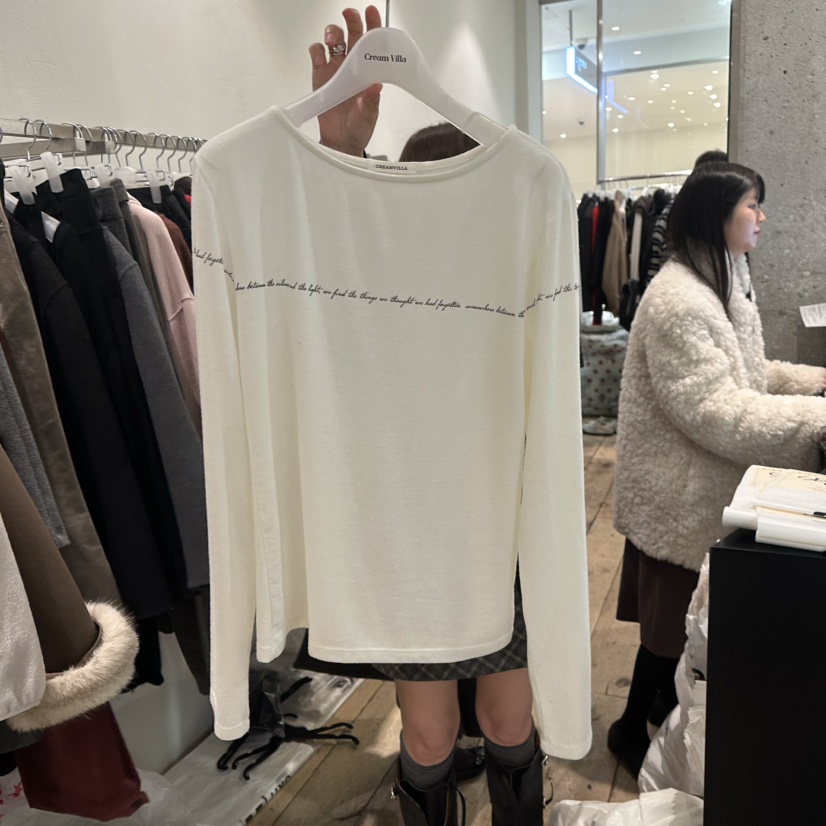 CREAM VILLA韓國直郵女士新款熱賣長袖T恤字母CREAM VILLA長袖T恤圖色3