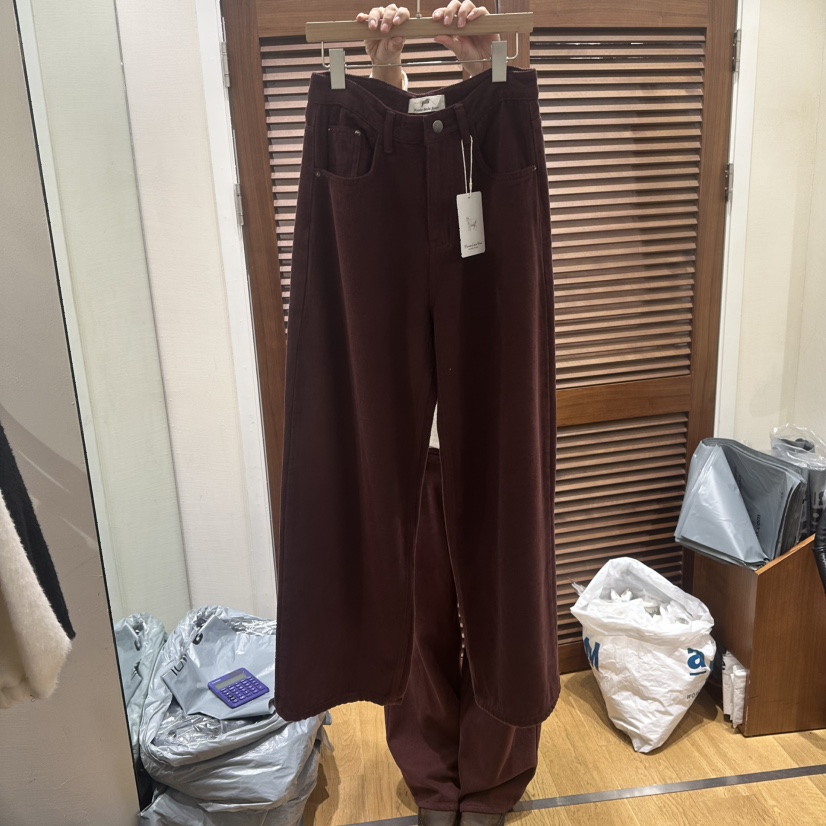 GILLI韓國直郵女士新品推薦時尚熱賣休閑人氣真品休閑褲加絨GILLI休閑褲圖色4酒紅