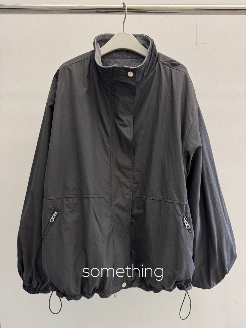 SOMETHING-L/FANCY韓國直郵女士新款時尚夾克兩面穿雙面SOMETHING-L/FANCY夾克圖色2墨色