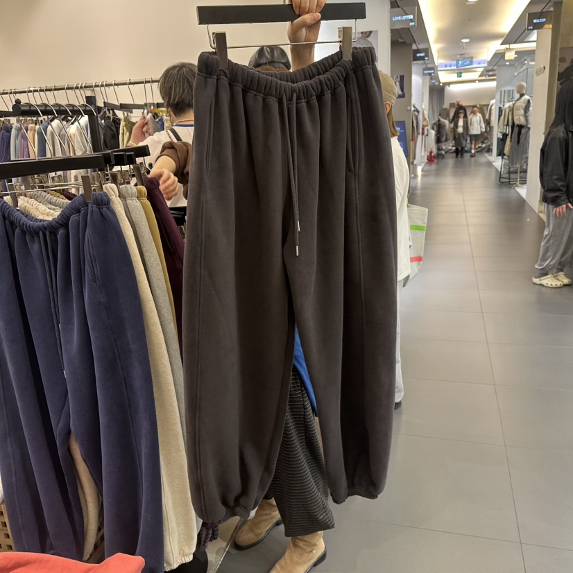 A.CES韓國代購女士新品人氣熱賣真品時尚休閑褲加絨運動A.CES休閑褲圖色2墨色
