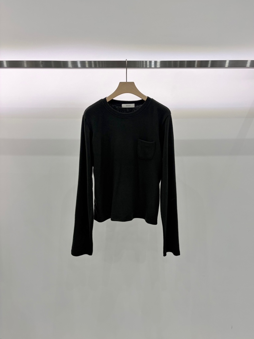 J SHOP韓國直郵女裝新品人氣時尚休閑熱賣真品長袖T恤口袋J_SHOP長袖T恤圖色4黑色