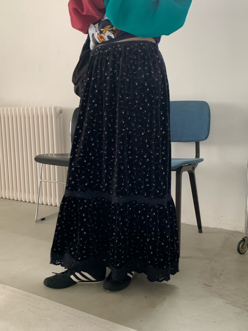MAISONDEGLORY東大門實拍女士新品熱賣真品休閑長裙小花絨Maison de glory長裙