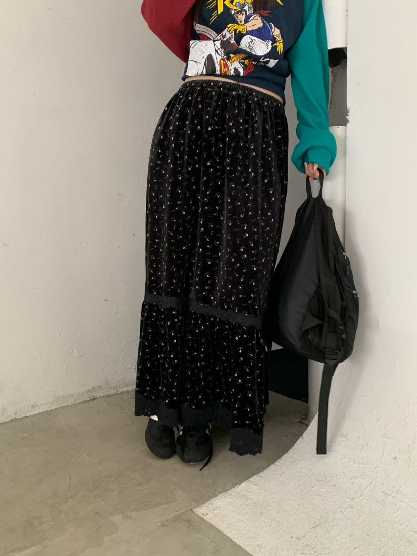 MAISONDEGLORY東大門實拍女士新品熱賣真品休閑長裙小花絨Maison de glory長裙圖色2