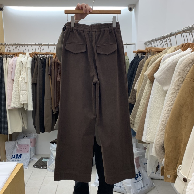 DRESS ROOM東大門實拍女裝新款人氣推薦休閑褲燈芯絨口袋DRESS ROOM休閑褲
