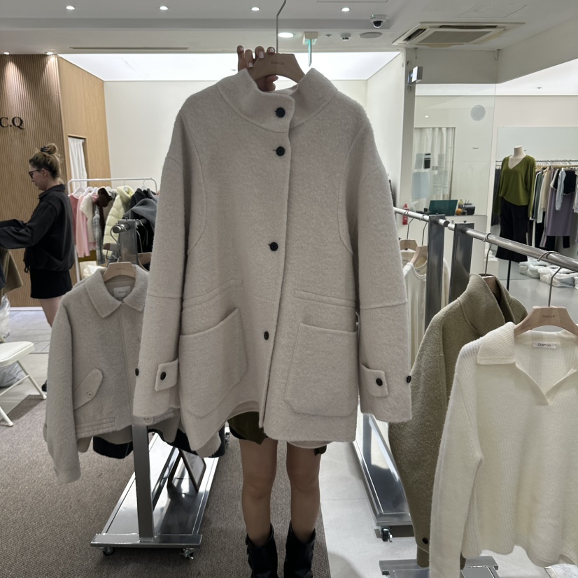 GAM JA東大門代購女士新品休閑推薦熱賣人氣中長款大衣高領GAM JA中長款大衣圖色1