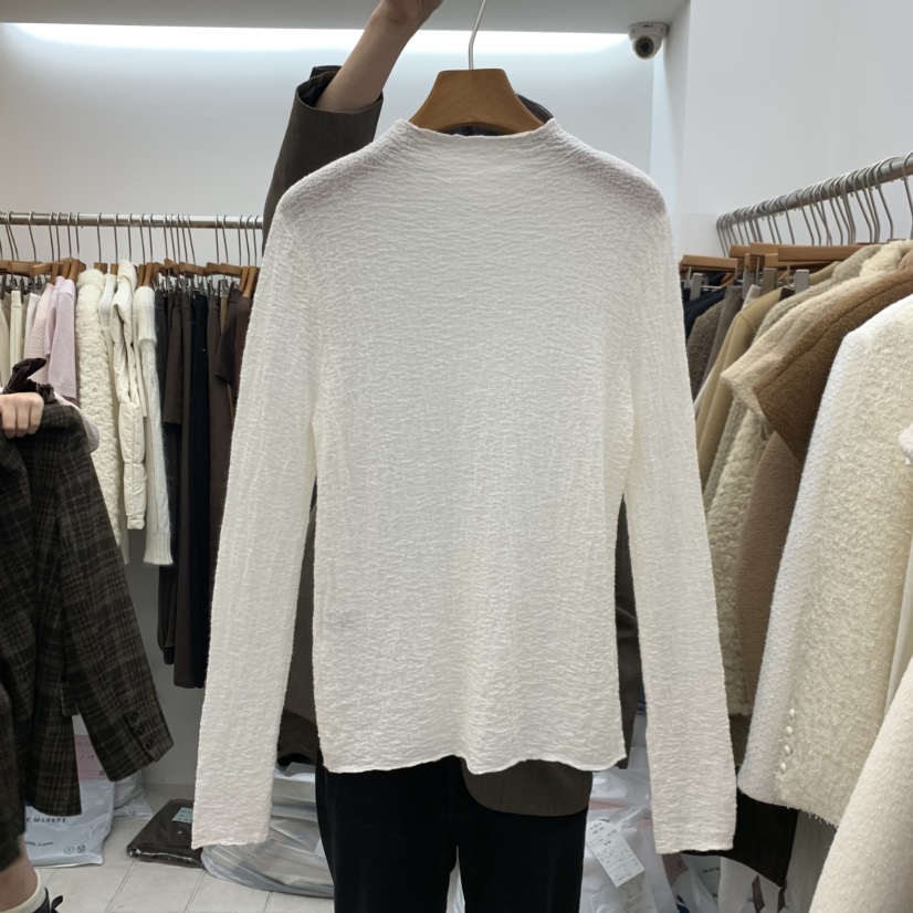 DRESS ROOM東大門直郵女裝新款休閑真品熱賣長袖T恤皺紋DRESS ROOM長袖T恤