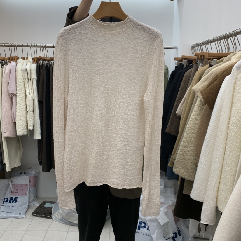 DRESS ROOM東大門直郵女裝新款休閑真品熱賣長袖T恤皺紋DRESS ROOM長袖T恤圖色2米