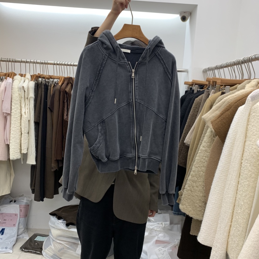 DRESS ROOM東大門代購女裝新品熱賣人氣時尚衛衣拉鏈連帽衫DRESS ROOM衛衣圖色3