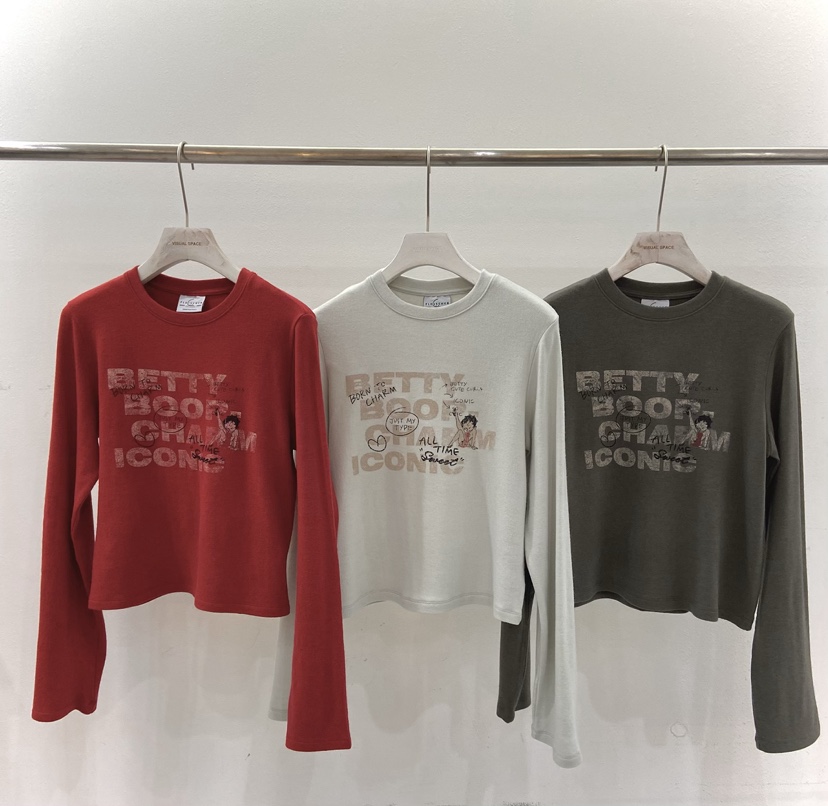 VISUAL SPACE/PAGE92/FLEISCHER東大門代購女士新品時尚長袖T恤涂鴉VISUAL SPACE/PAGE92/FLEISCHER長袖T恤