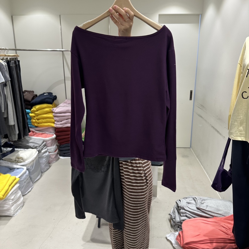 MMOO/GLORY韓國直郵女裝新款熱賣推薦真品人氣長袖T恤露肩MMOO/GLORY長袖T恤