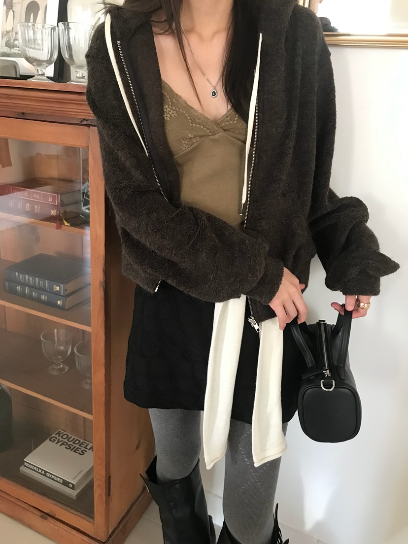 ESCHER韓國代購女裝新款時尚真品衛衣拉鏈連帽衫針織拉鏈ESCHER衛衣