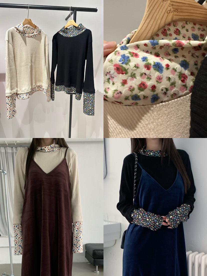 MAISONDEGLORY東大門實拍女士新品人氣熱賣時尚長袖T恤高領Maison de glory長袖T恤