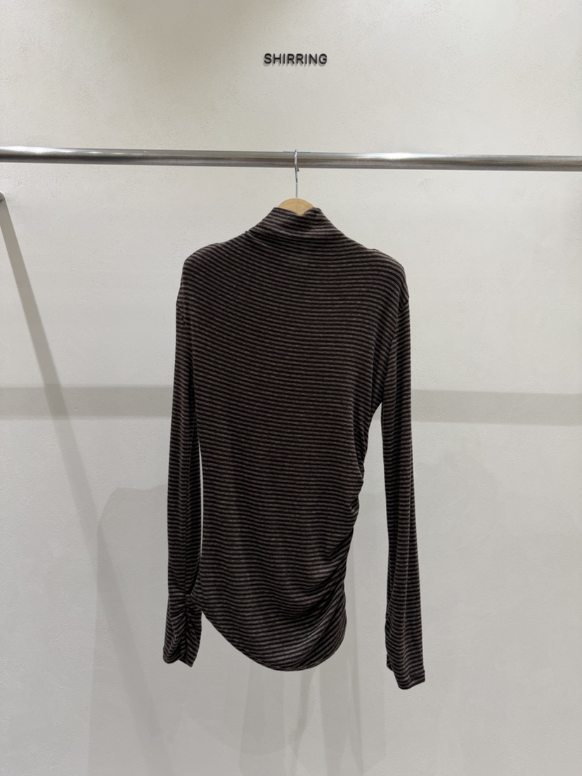 SHIRRING韓國直郵女裝新款熱賣時尚真品長袖T恤不對稱高領SHIRRING長袖T恤