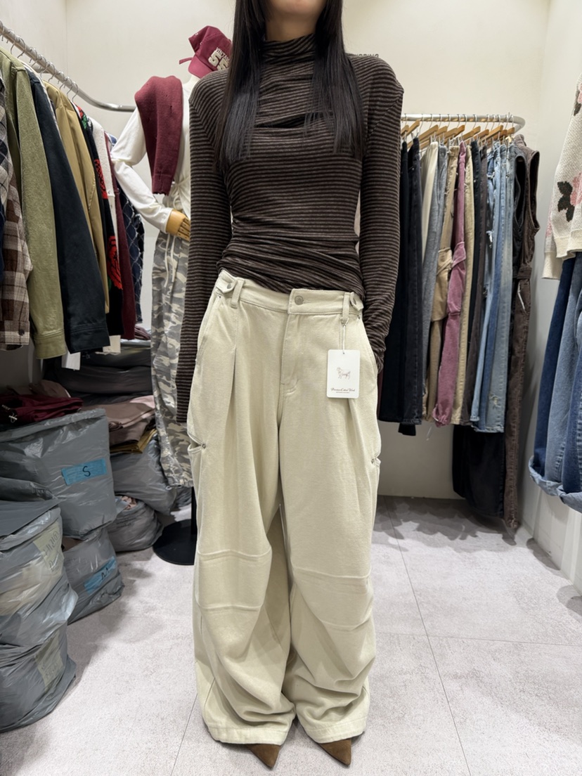 SHIRRING韓國直郵女裝新款熱賣時尚真品長袖T恤不對稱高領SHIRRING長袖T恤