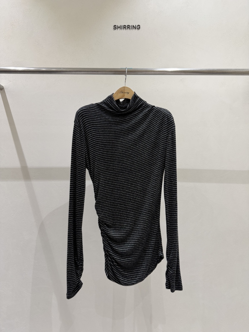SHIRRING韓國直郵女裝新款熱賣時尚真品長袖T恤不對稱高領SHIRRING長袖T恤圖色3