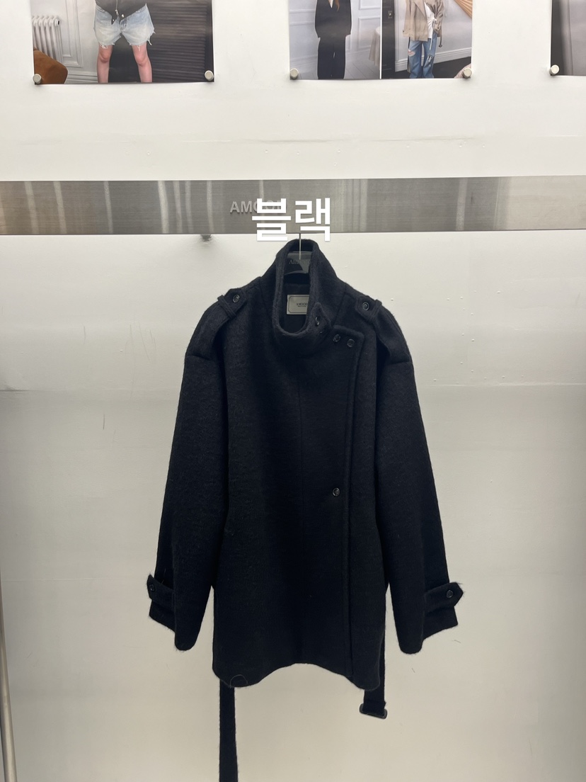 AMOOD東大門代購女裝新品熱賣休閑推薦真品中長款大衣含腰帶AMOOD中長款大衣圖色2