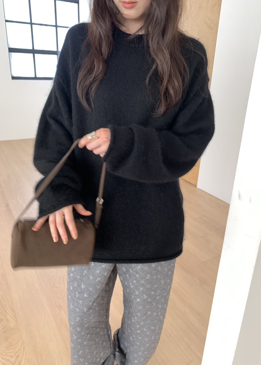 PEBBLE韓國代購女裝新款時尚真品人氣推薦毛衣安哥拉圓領PEBBLE毛衣