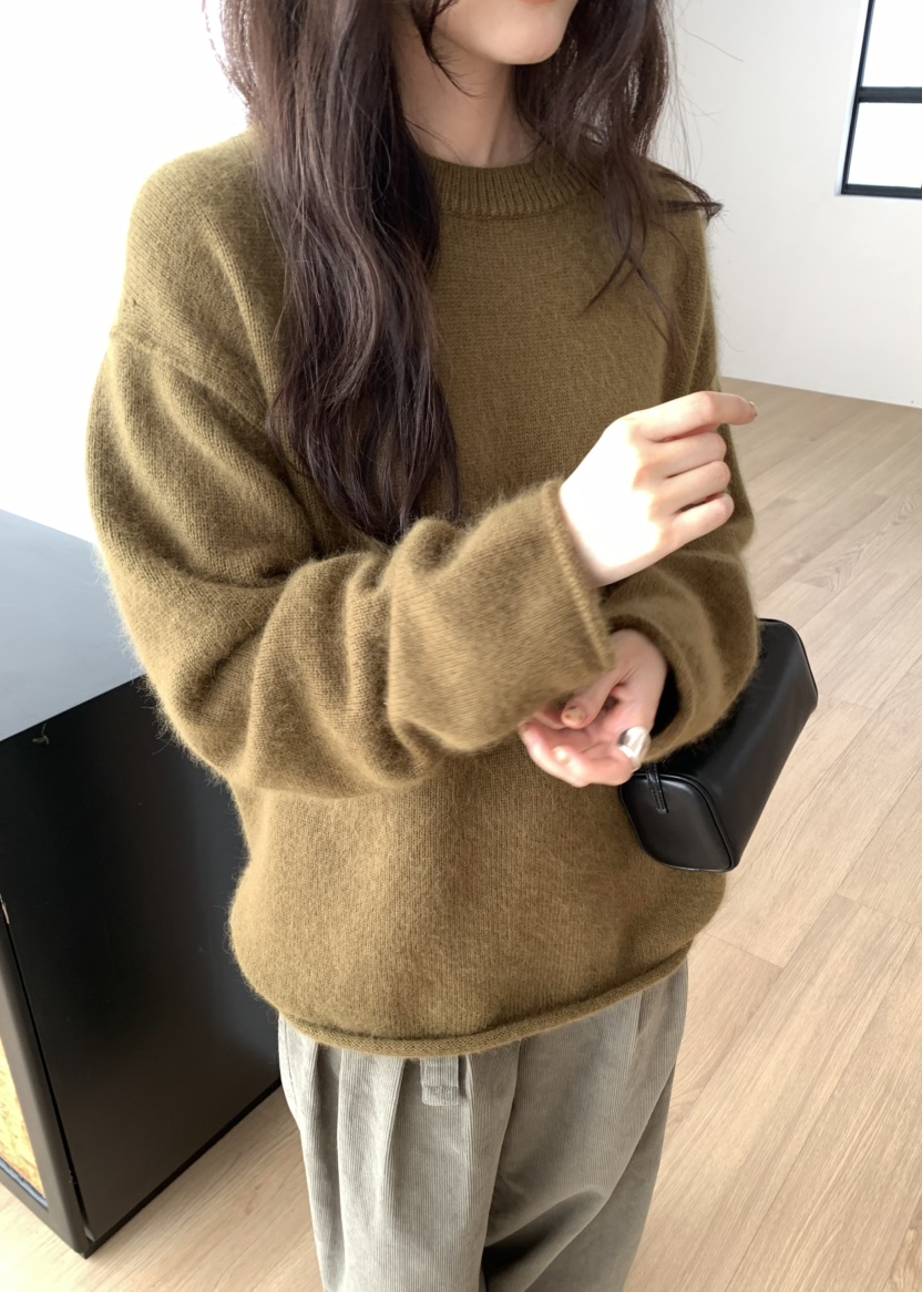 PEBBLE韓國代購女裝新款時尚真品人氣推薦毛衣安哥拉圓領PEBBLE毛衣