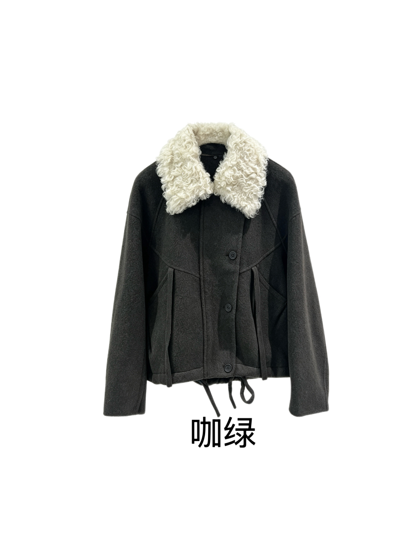 MENTOR東大門直郵女士新款熱賣時尚推薦夾克毛領可拆可拆卸MENTOR夾克圖色2咖綠